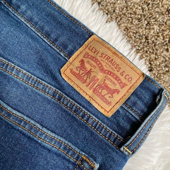 Levi’s Wedgie Skinny Button Fly Jeans Womens Size 32 Blue - Picture 6 of 10